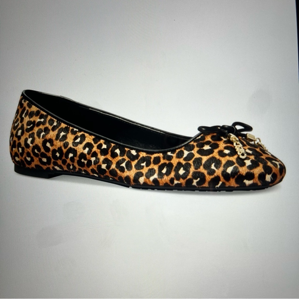 MICHAEL Michael Kors Women's Slip-On 100% Cow Leather Animal Print Ballet Flats